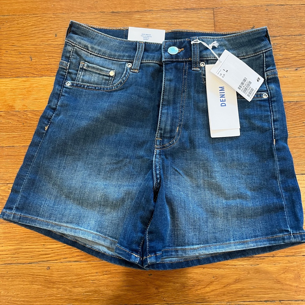 NWT H&M high waist denim shorts sz 2